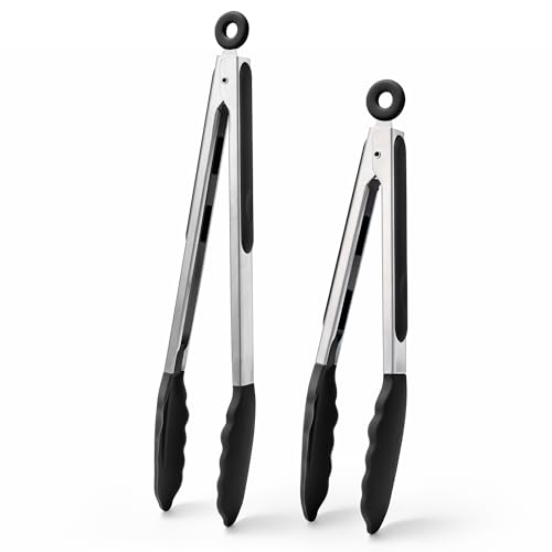 Kitchen Tongs with Silicone Tips for Cooking Serving