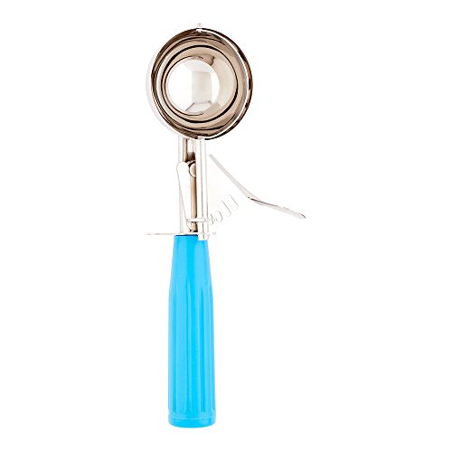Bundle: 2.75/3.25/3.75 oz Portion Control Ice Cream Scoops, Trigger Release Dishers (Blue, Green, Ivory Handles) for Cookie Dough, Baking, Cupcake Batter