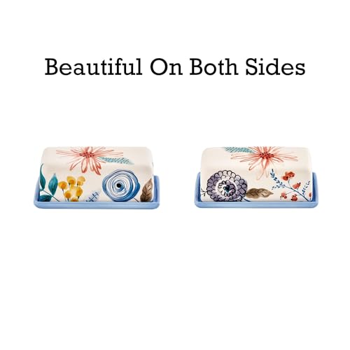 Blossom Symphony Ceramic Butter Dish with Lid