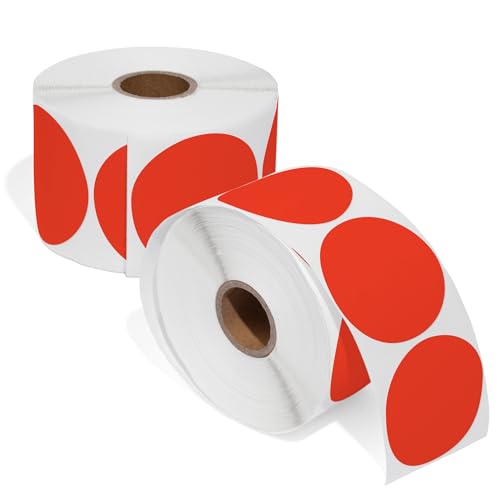 2" Circle Fluorescent Red Direct Thermal Labels (2 Count)