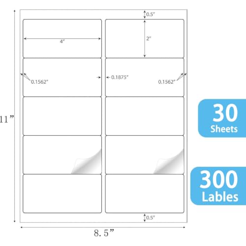 2x4 inch Shipping Labels (300 Count)