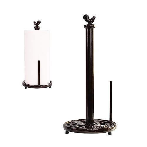 Cast Iron Rooster Paper Towel Holder for Kitchen Countertop