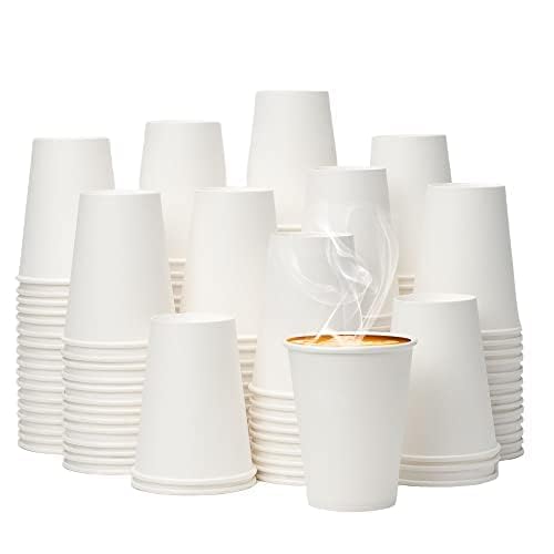 12 oz 100 Pack White Disposable Paper Coffee Cups (100 Count)