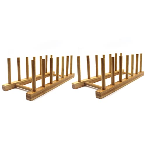 Bamboo Wooden Plate Racks Dish display Holder Kitchen Storage