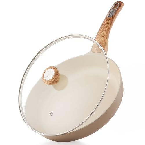 8inch Ceramic Nonstick Frying Pan Paella Pan with Lid