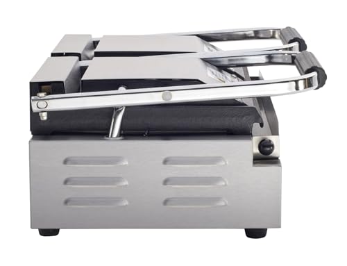 Commercial Electric Panini Sandwich Grill with Grooved Plates