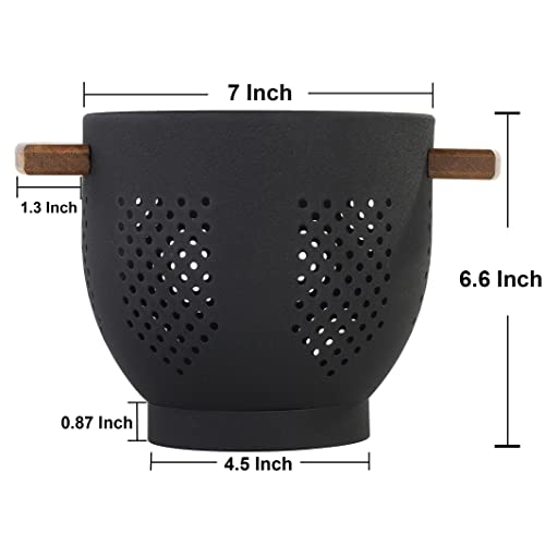 Metal Colander with Wood Handle and Stable Base