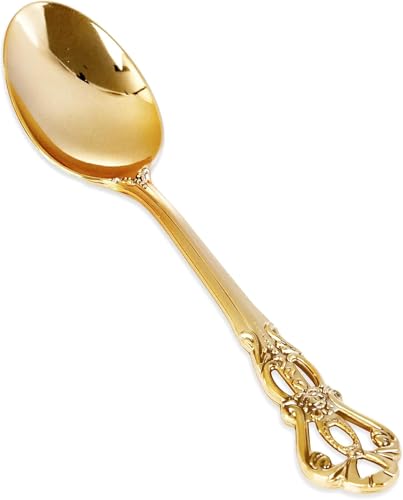 30PCS Gold Plastic Spoons 8.1inch Vintage Soup Spoons for Dinners (30 Count)
