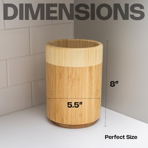 8" Bamboo Utensil Holder with 360° Rotation