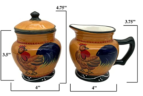 Rooster Creamer and Sugar Bowl Set