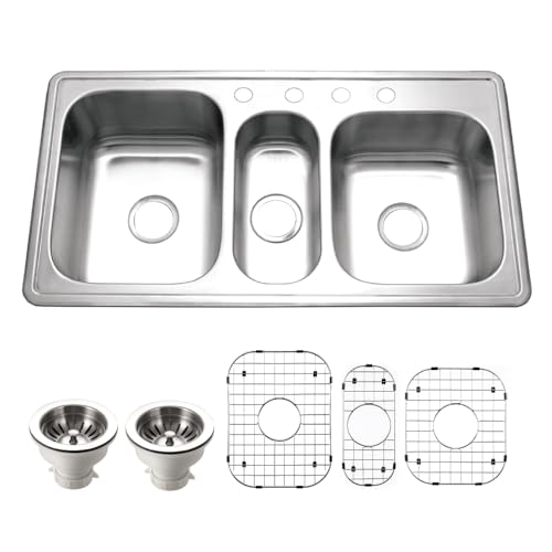 41" Stainless Steel Topmount Triple Bowl Sink