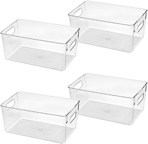 Clear Plastic Storage Bins (4 Count)