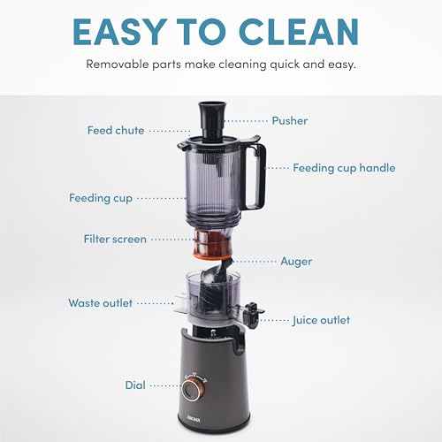 Cold Press Juice Machine Slow Masticating Fruit and Vegetable Juicer for Home with Large 4