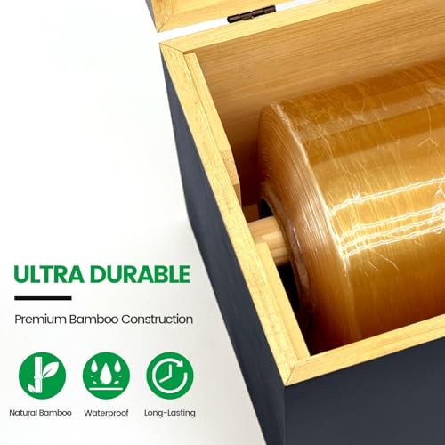 Black 18 Inch Commercial Plastic Wrap Dispenser with Cutter