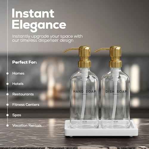 Luxury Glass Hand and Dish Soap Dispenser Set by Brighter Barns