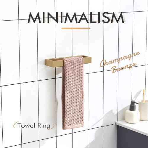 Towel Ring for Bathroom Hand Towel Holder 9 Inch Towel Hanger Rack Champagne Bronze Stainless Steel Wall Mount