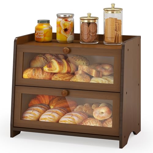 Double Layer Bread Box Container for Kitchen Countertop Homemade Bread