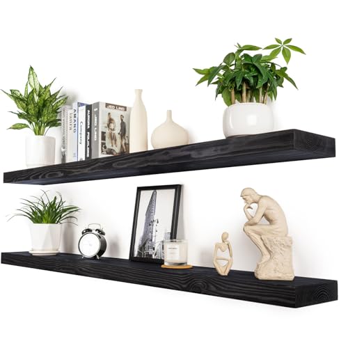 60 inch Black Floating Shelves for Wall 8 (2 Count)