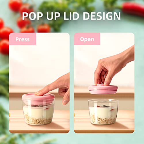 400ml Meal Prep Container Set of 4 Pink Tritan Plastic Food Storage Containers with Lids (4 Count)