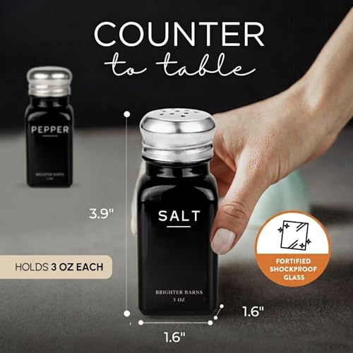 Black Salt and Pepper Shakers Set by Brighter Barns (2 Count)