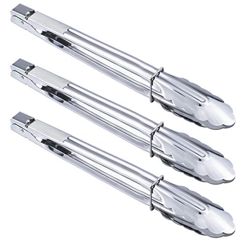 Stainless Steel Serving Tongs Grilling Tongs for Cooking Camping Barbecue (3 Count)