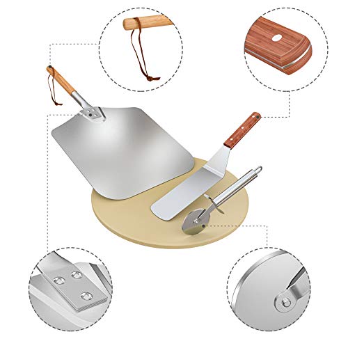 4 pcs Pizza Stone & Peel Set (4 Count)