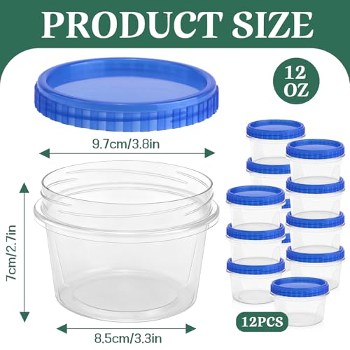 12 Pack Freezer Containers with Screw On Lids (12 Count)