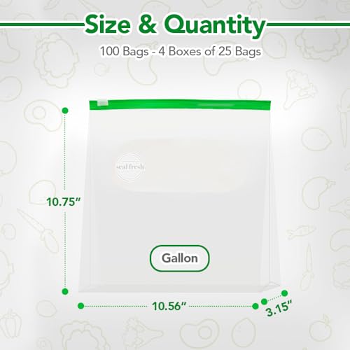 Gallon Slider Storage Bags 100 Pack (100 Count)