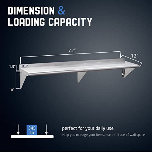 NSF Stainless Steel Shelf 12''x72''