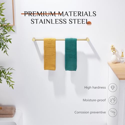 Bathroom Towel Bar 20'' Hand Towel Holder Rack for Lavatory and Bathroom Hardware Wall Mounted Brushed Gold Stainless Steel