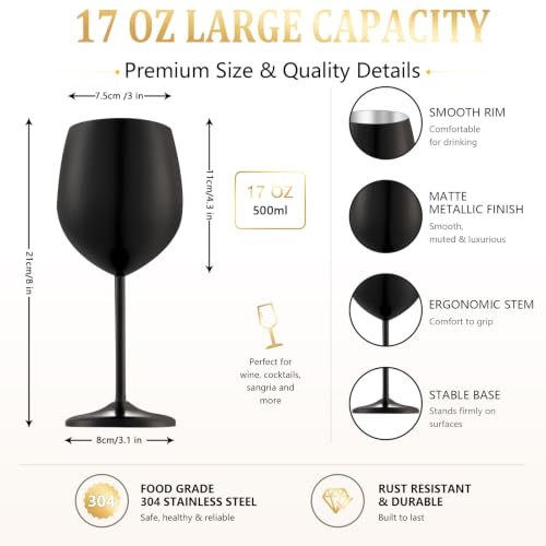 Unbreakable Stainless Steel Wine Glasses Set of 4 (2 Count)