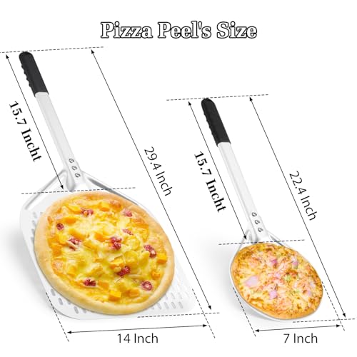14 Inch + 7 Inch Perforated Pizza Peel Set (2 Count)