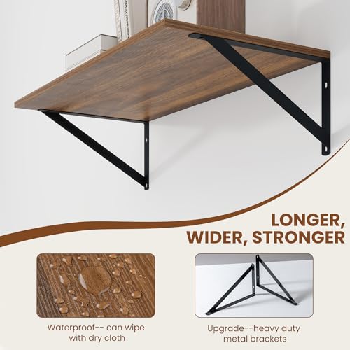 24W x 12D Deep Floating Shelves Set of 2 Walnut