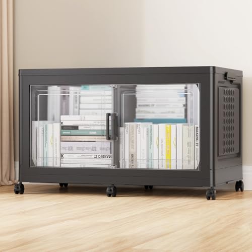 50Gal XL Stackable Storage Bins Foldable Box Cabinet for Home 1Pack Black