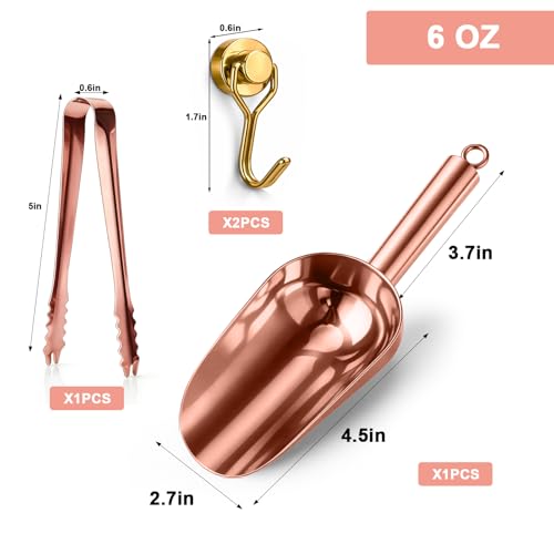 Stainless Steel Ice Scoop for Freezer with Magnetic Hook & Ice Tongs