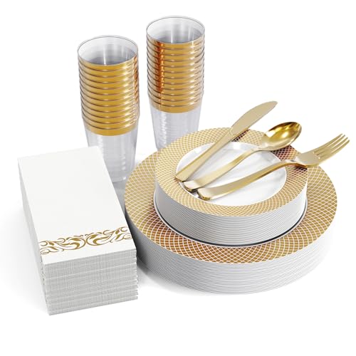 175 Pieces Gold Dinnerware Set for 25 Guests
