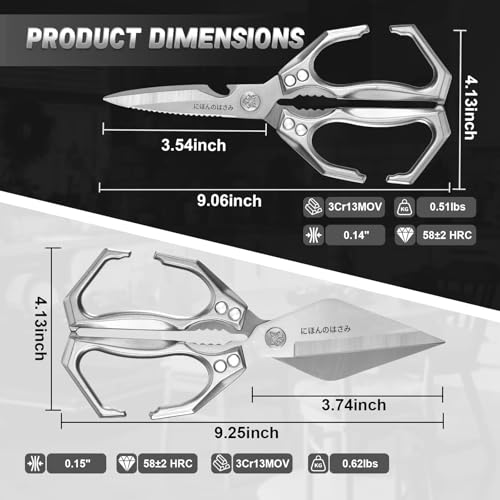 Kitchen Scissors Set for Food with Sharp Bone