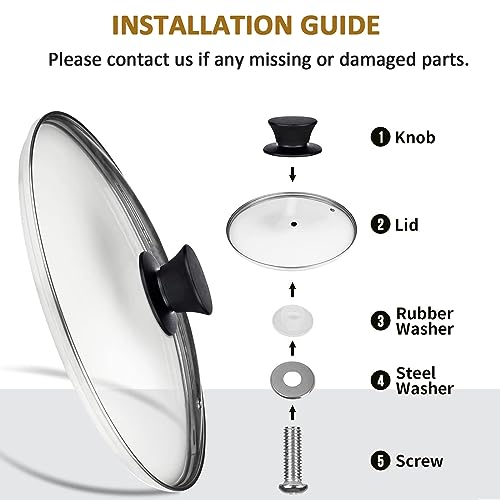 Glass Lid for 9.5 Inch Cast Iron Skillets Frying Pans