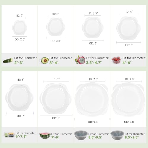 Silicone Stretch Lids for Food Storage (8 Count)