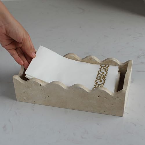 Natural Travertine Guest Towel Holder 9.8" × 4.9" for Bathroom