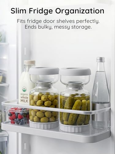 Pickle and Olive Hourglass Jar with Strainer Flip Juice Separator