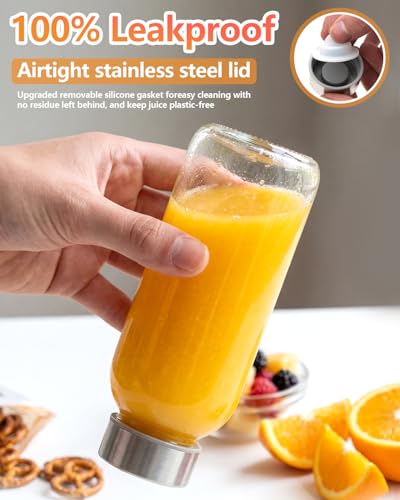 Glass Water Bottles with Stainless Steel Lids 12 oz (4 Count)