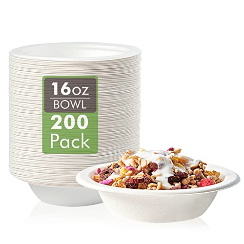 200 Pack 16 OZ Compostable Paper Bowls (200 Count)