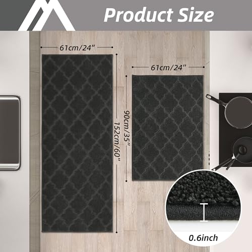 Soft Kitchen Rugs Set of 2 Non Slip 24"x35"+24"x60"