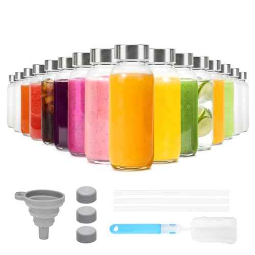 Glass Juice Bottles with Lid 12 oz