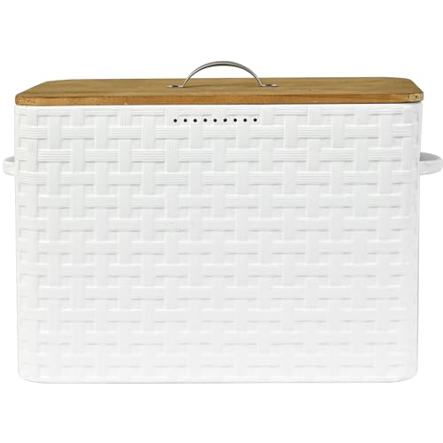 Extra Large Space Saving Farmhouse Bread Box With Wood Lid