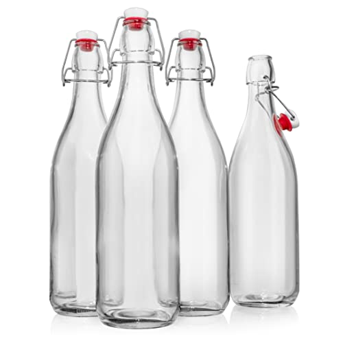 Swing Top Glass Bottles [1 Liter (4 Count)
