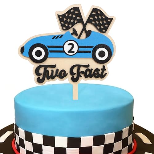 Wooden Two Fast Cake Topper