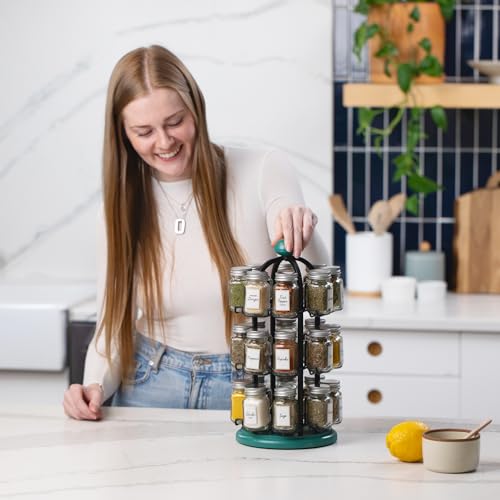 Adrinova 24 Jar Rotating Spice Rack with Spices Included & 5