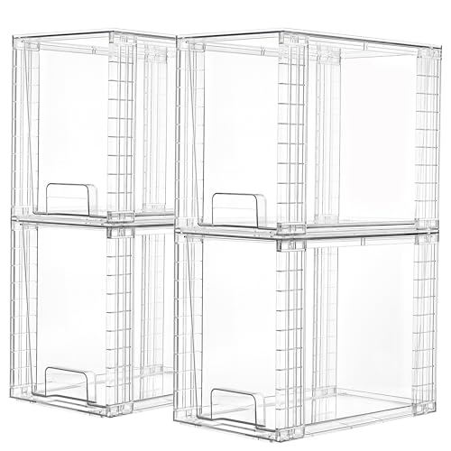 4 Pack Clear Stackable Storage Drawers (4 Count)